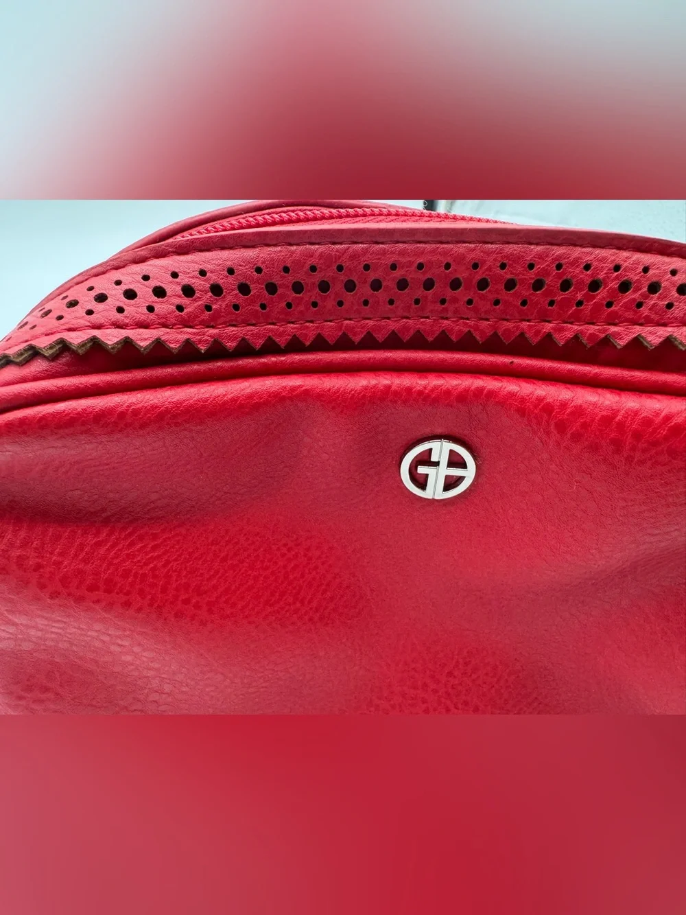 Red Leather Cosmetic Pouch Giani Bernini Travel Pouch and cosmetic bag red